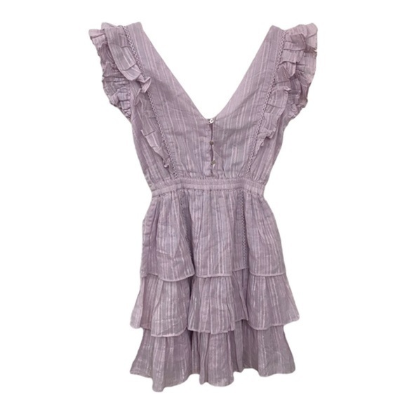 NWT House of Harlow 1960 Lavender Shimmer Ruffle Dress Size XS - Picture 2 of 10